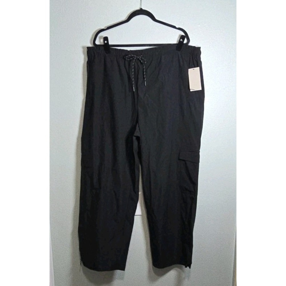 Avia Women's Plus Size XXXL 22 Paperbag Cargo Pants Black Soot Drawstring NWT
